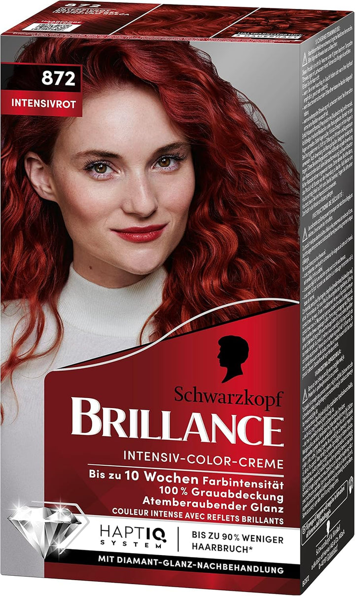 Brillance Intensiv-Color-Creme 872 Intensivrot (160 ml), dauerhafte Haarfarbe mit Diamant-Glanz und