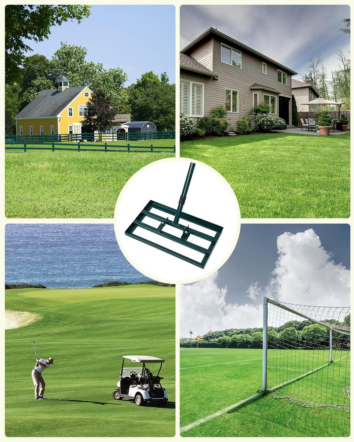 Signstek Rasen Nivellierungsrechen, 43 x 25 cm Lawn Leveling Rake, Rasen Sanden Harke Edelstahlgriff