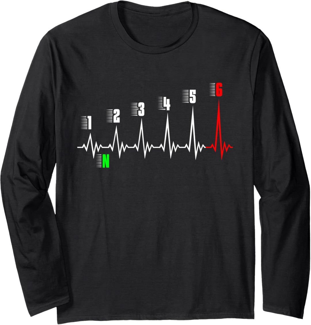 Herzschlag eines Motorradfahrers: 1N23456 - Motorrad Langarmshirt