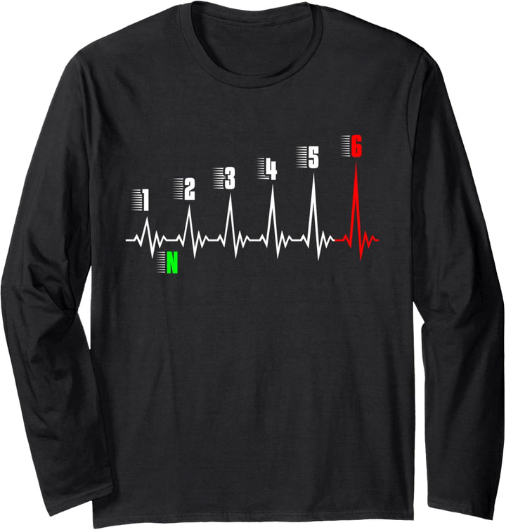 Herzschlag eines Motorradfahrers: 1N23456 - Motorrad Langarmshirt