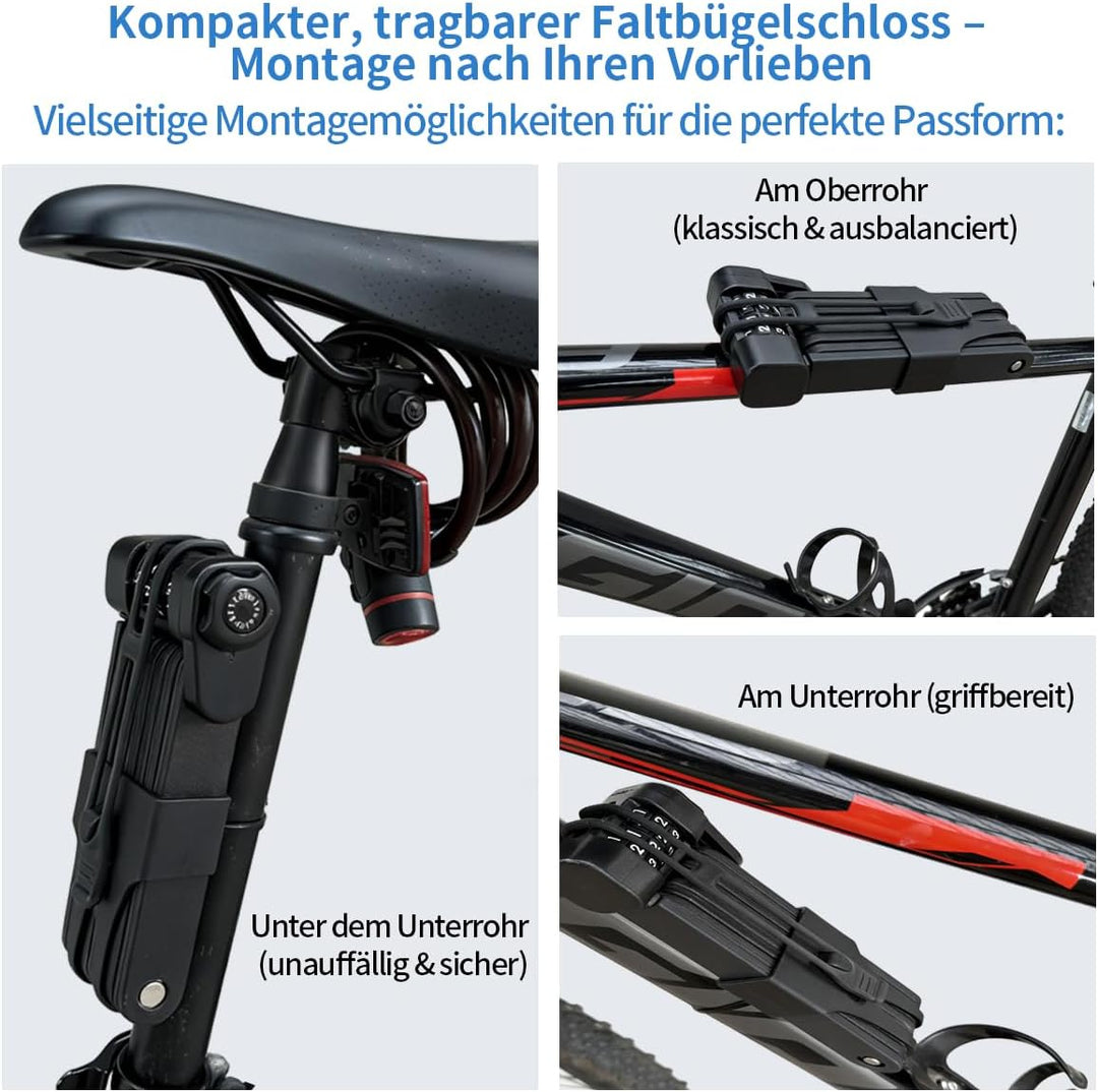 Fahrrad-Kettenschloss, Kombinations-Faltradschloss für schlüssellose, Hochwertiges Fahrradschloss mi
