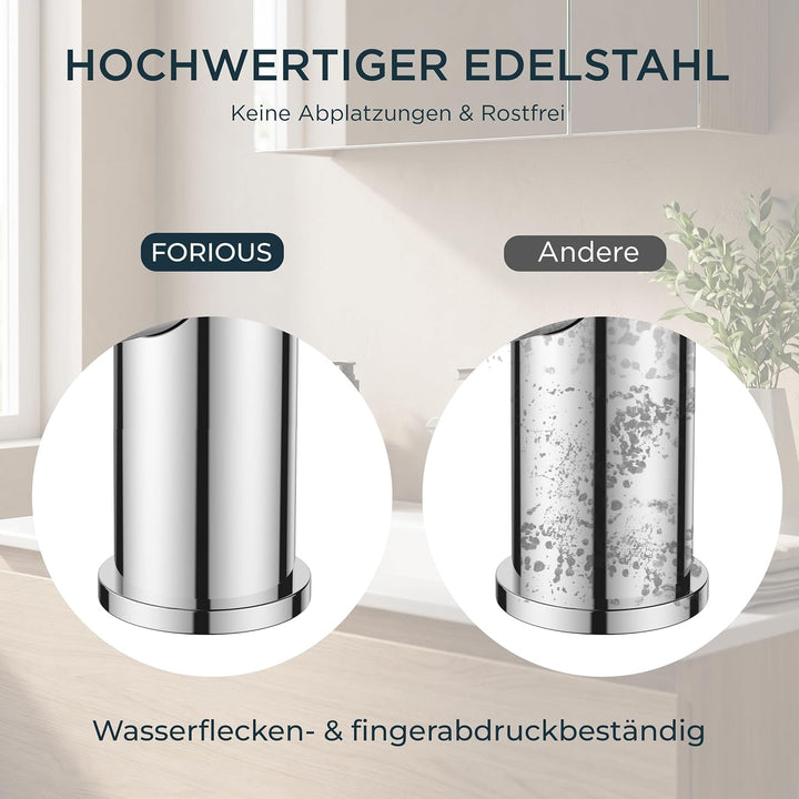 FORIOUS® Wasserhahn Bad, Edelstahl Waschbeckenarmatur mit Auslaufhöhe 85MM, Einhebel-Mischbatterie f