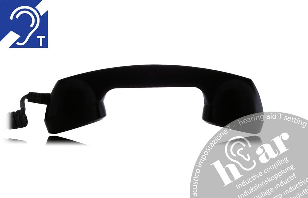 OPIS 60s Micro Hear: Retro Telefonhörer für die Benutzung mit Mobiltelefon und Hörgerät (schwarz)