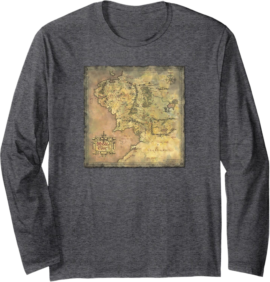The Lord of the Rings Middle Earth Map Langarmshirt