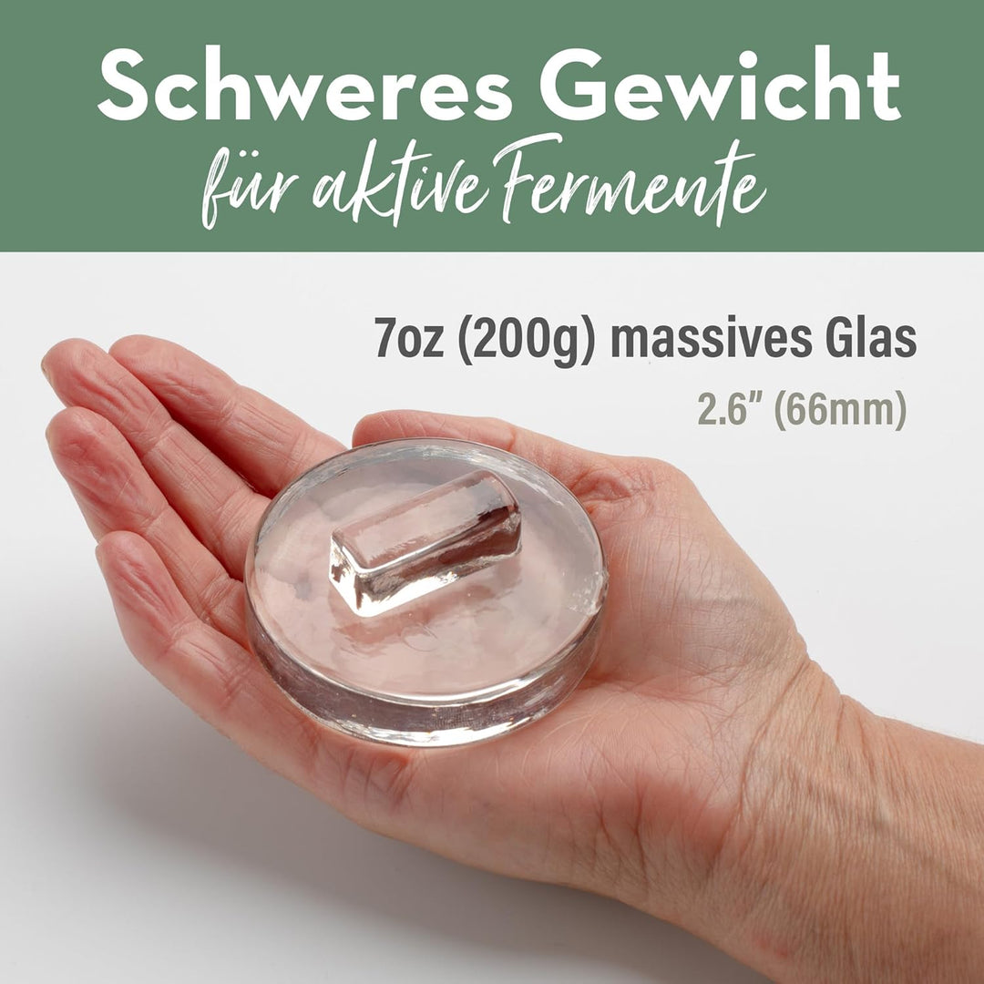 Gärgewichte aus Glas für Fermentation | 66 mm breit | Mit Griffen zum Anheben | 4er-Set für Gläser m