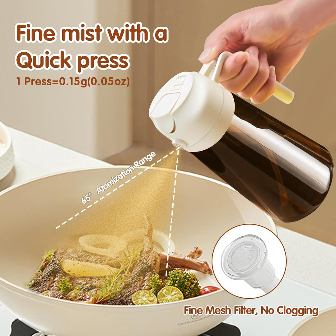 YARRAMATE 2 Stück 470ml Lichtblockierender dunkler Ölsprüher zum Kochen, 2-in-1 UV Schutz ölzerstäub
