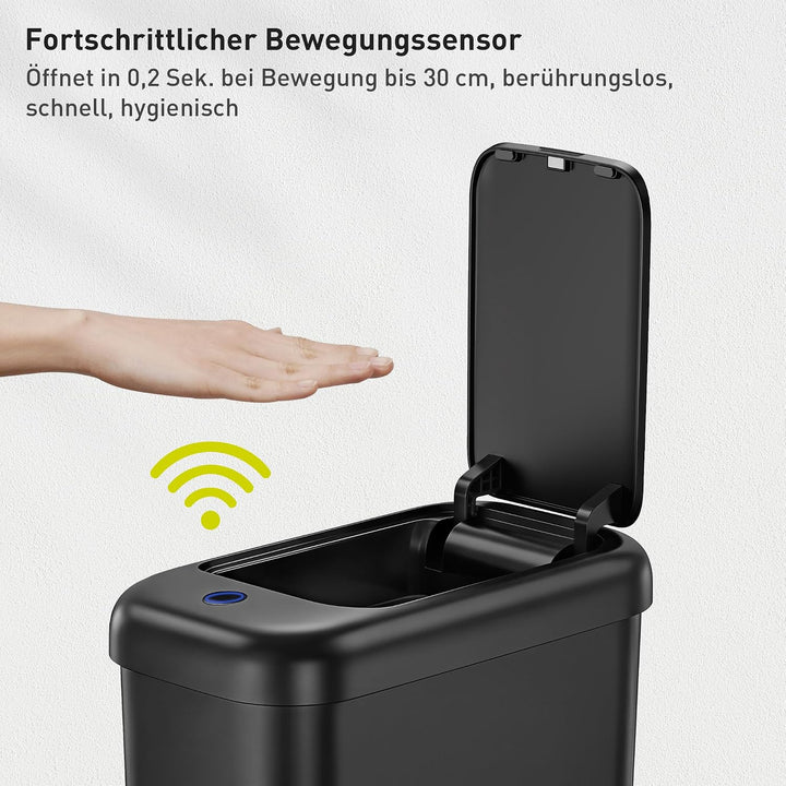 EKO Automatischer Badezimmer-Mülleimer mit Deckel, 10L Schlanker Sensor Abfalleimer, Wasserdichter B