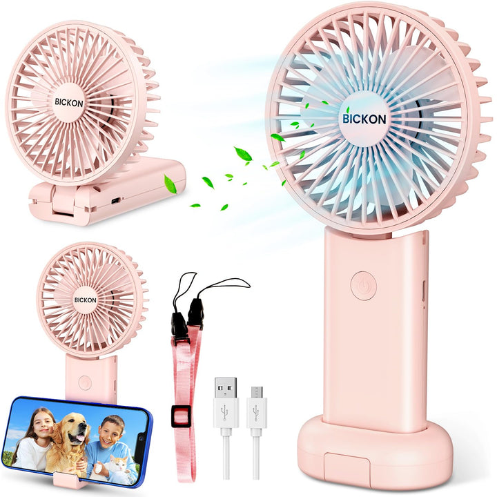 Mini Ventilator, Handventilator Tragbarer mit 3 Windgeschwindigkeit, Faltbarer Leise, 3600mAh Akku U