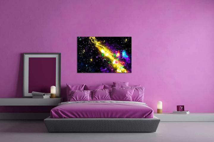 deyoli atemberaubende bunte Galaxie im Format: 80x60 als Leinwandbild, Motiv fertig gerahmt auf Echt