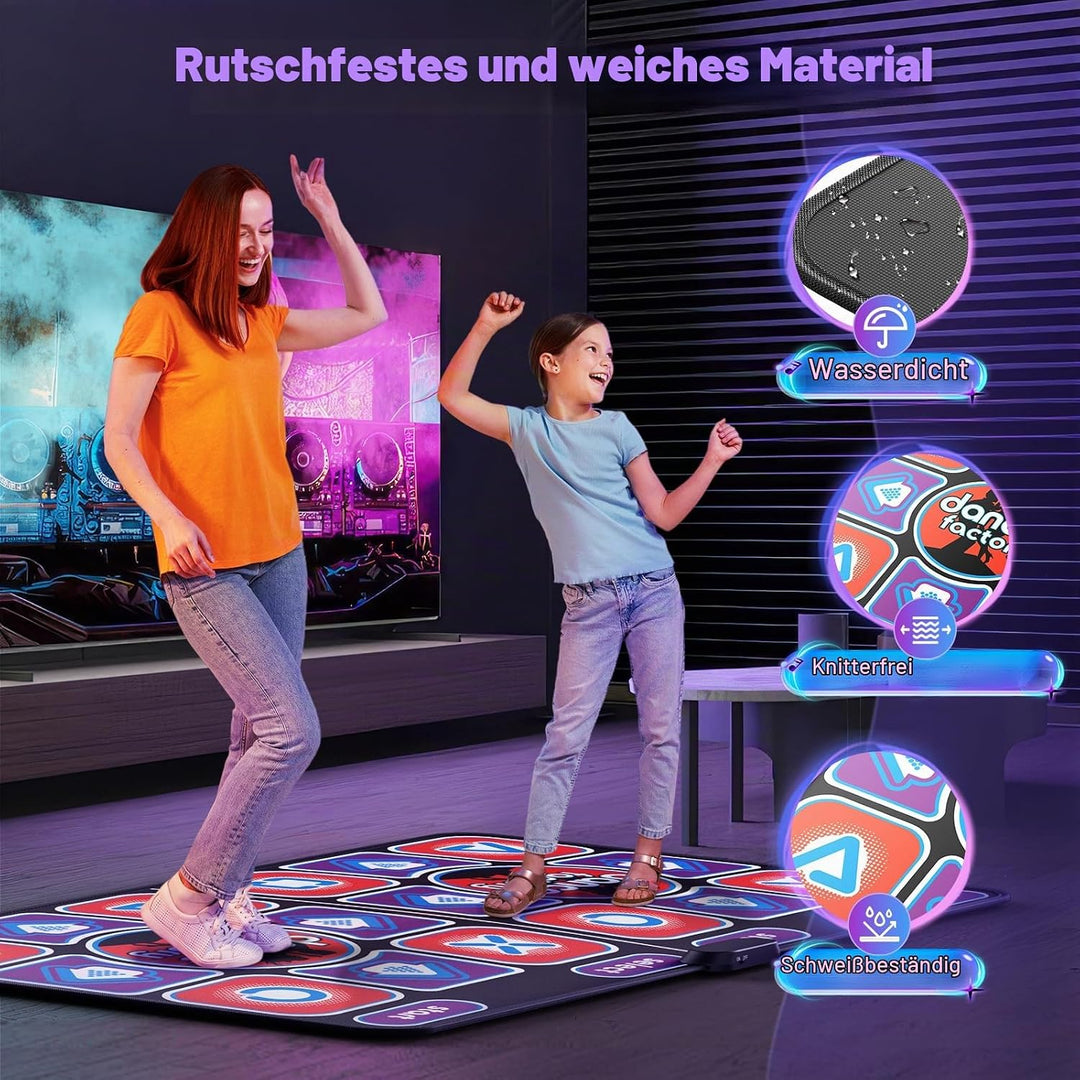 Tanzmatte für TV mit Kamera, Doppel-Tanzmatte für Kinder und Erwachsene, Dance Mat mit 4-Taste, 6-Ta