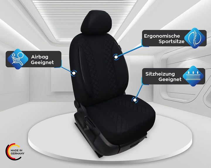 BREMER SITZBEZÜGE Mass Auto Schonbezüge kompatibel mit Kia Stonic Fahrer &amp; Beifahrer Set ab 2017 / A