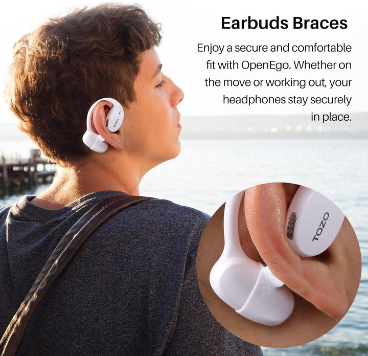 TOZO OpenEgo Open Ear Kopfhörer mit Ohrbügel Bluetooth Sport 80 Std. IPX5 | 16,2-mm Treiber für klar