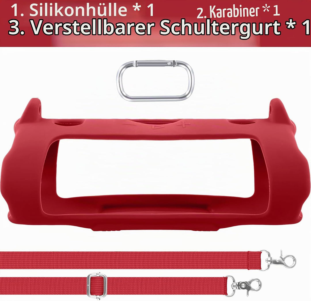 Khanka für JBL Charge 6 Silikon-Schutzhülle mit abnehmbarem Schultergurt &amp; Utility-Haken, Flexible w