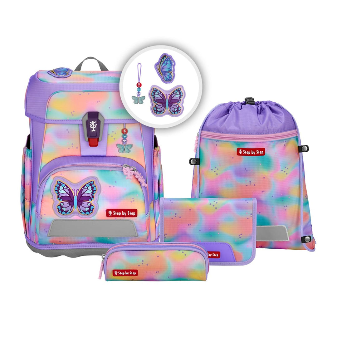 Step by Step Schulranzen-Set Cloud, 5-teilig, ergonomischer Tornister mit Reflektoren, höhenverstell