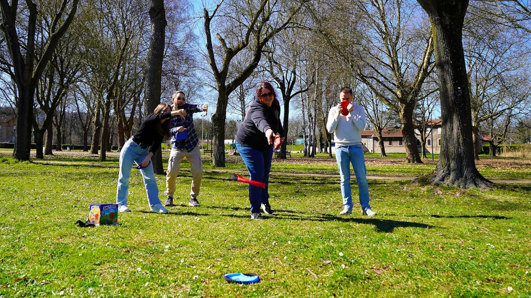 Bandjo – Swoobee – Gesellschaftsspiel – Geschicklichkeitsspiel – im Freien und im Innenbereich – lei