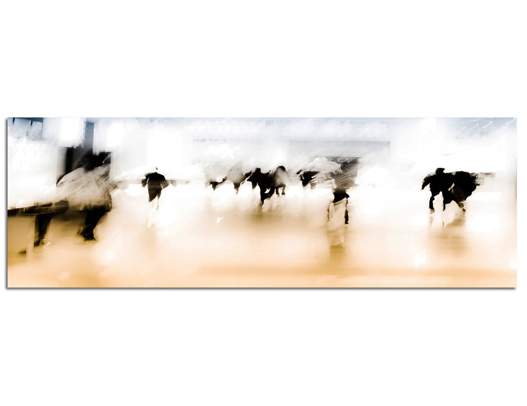 Paul Sinus Art Panoramabild auf Leinwand und Keilrahmen 120x40cm Stadt Geschäftsleute verschwommen a