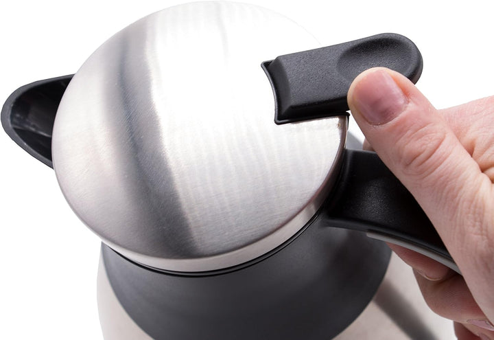 ZOLLNER24 Edelstahl Thermoskanne 1L, mit Ausgiesstaste am Verschluss, 20 Stunden Wärmespeicherung Si