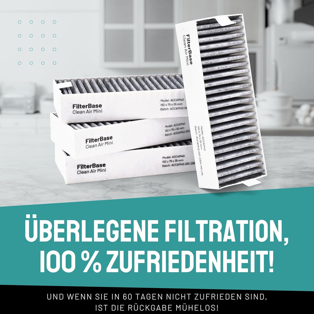 FilterBase® Clean Air Aktivkohlefilter 4 Stück - Filter Set passend für Bosch HEZ9VRCR0 / Siemens HZ