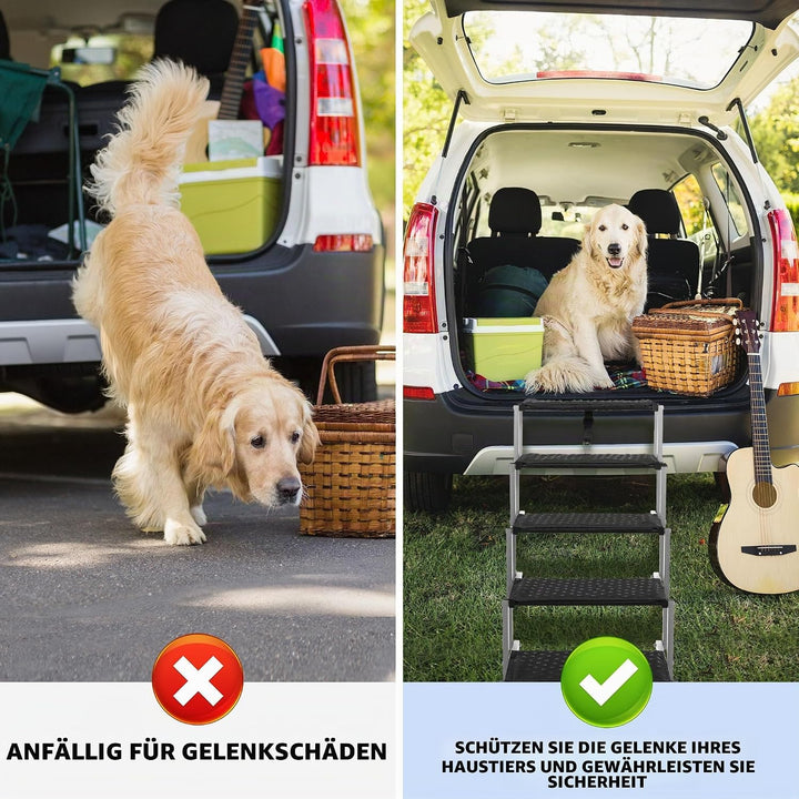 Hundetreppe Auto Klappbar- Hundetreppen Grosse Hunde [bis 113kg] - Gelenkschonende Einstiegshilfe Hu