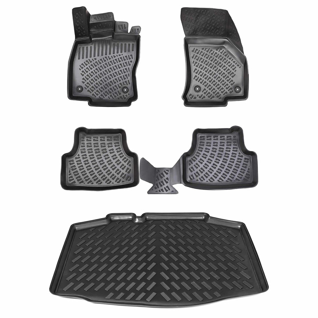 ELMASLINE 3D Gummimatten & Kofferraumwanne Set für SEAT Ibiza 5 (V) ab 2017 (Vertiefter Standard Lad
