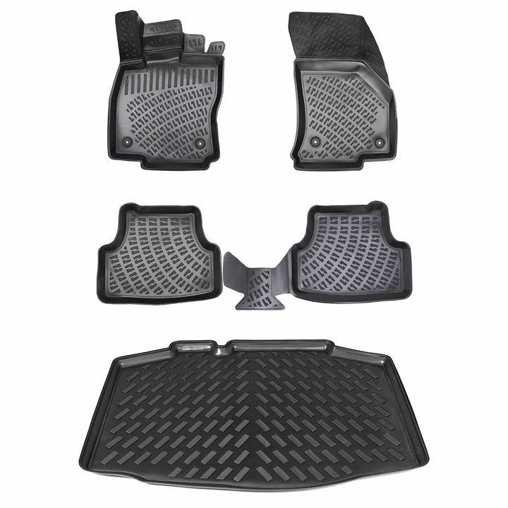 ELMASLINE 3D Gummimatten & Kofferraumwanne Set für SEAT Ibiza 5 (V) ab 2017 (Vertiefter Standard Lad