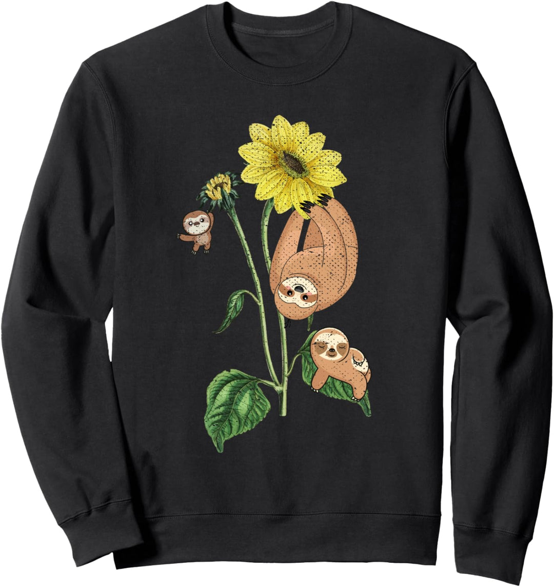 Gelbe Sonnenblume Tropen Zoo Tier Niedliches Faultier Sweatshirt
