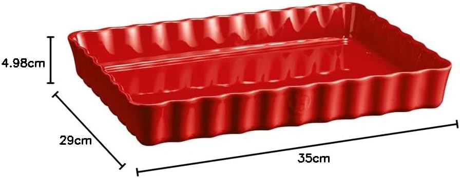 Taartvorm diep rechthoek 2.40 Ltr Emile Henry 6038-34 Grand Cru Red, Red