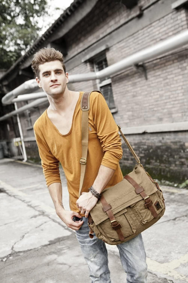 Eysee Schultertasche Herren Canvas-Umhängertasche Daypack für Alltag und Sport 35cm (L) X 30cm(H) X