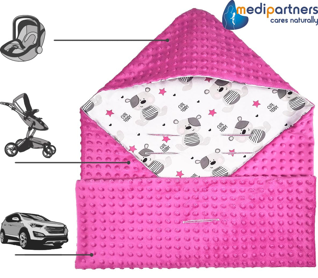 Medi Partners Einschlagdecke 100% Baumwolle 85x85cm Kuscheldecke für Kinderwagen Babyschale universa