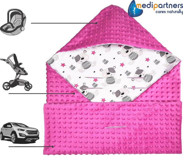 Medi Partners Einschlagdecke 100% Baumwolle 85x85cm Kuscheldecke für Kinderwagen Babyschale universa