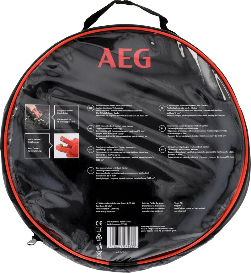 AEG Automotive 97203 Starthilfekabel SK 16 "Alu-Tec", für 12 Volt und 24 Volt, in Aufbewahrungstasch