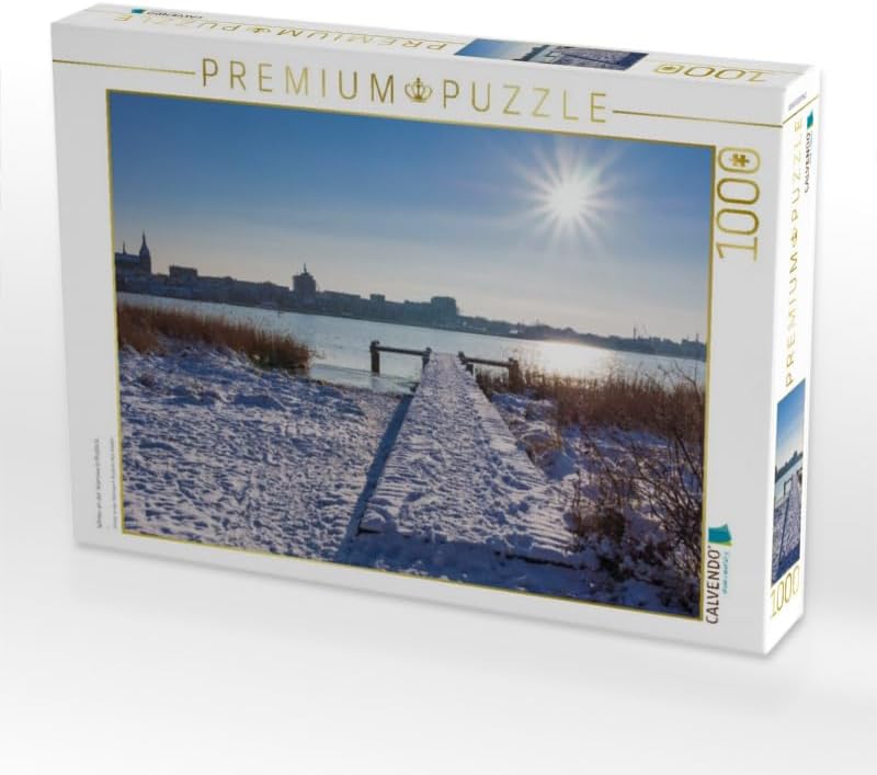 CALVENDO Puzzle Winter an der Warnow in Rostock 1000 Teile Lege-Grösse 64 x 48 cm Foto-Puzzle Bild v