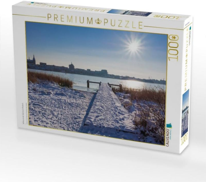 CALVENDO Puzzle Winter an der Warnow in Rostock 1000 Teile Lege-Grösse 64 x 48 cm Foto-Puzzle Bild v