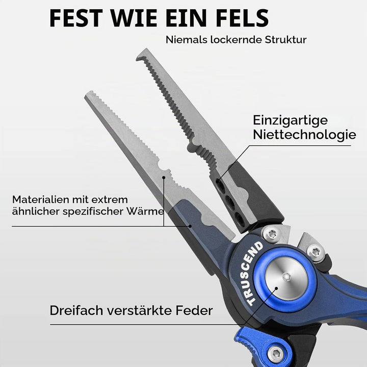 TRUSCEND Salzwasser Angelzange mit Mo-V Klingenschneider, Korrosionsbeständig Teflon Beschichtet Mul