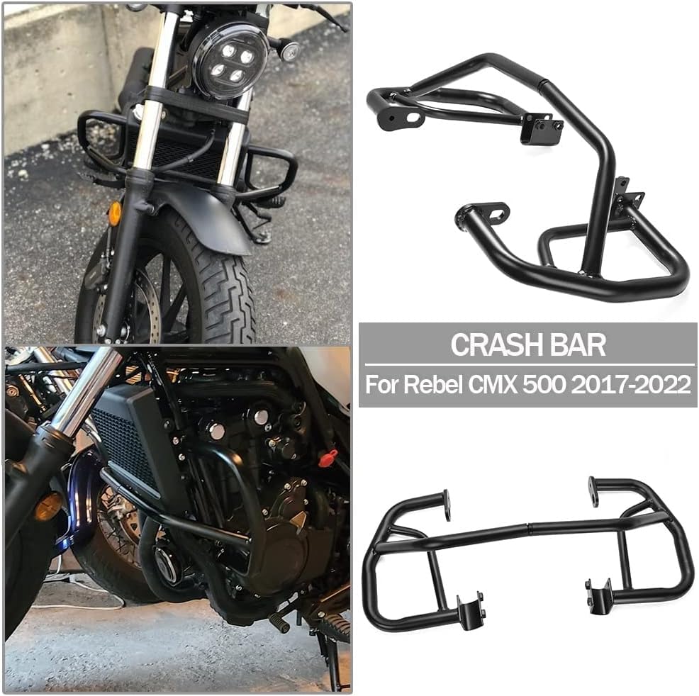 Schwarze Highway Bars für CMX500 Rebel 17-23, Motorrad Stahl Motorschutz Stossstange Sturzbügel Rahm