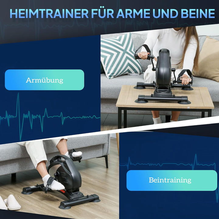 SPORTNOW Pedaltrainer leiser Mini Heimtrainer mit 8 Stufen Magnetwiderstand LCD-Display tragbar Bein