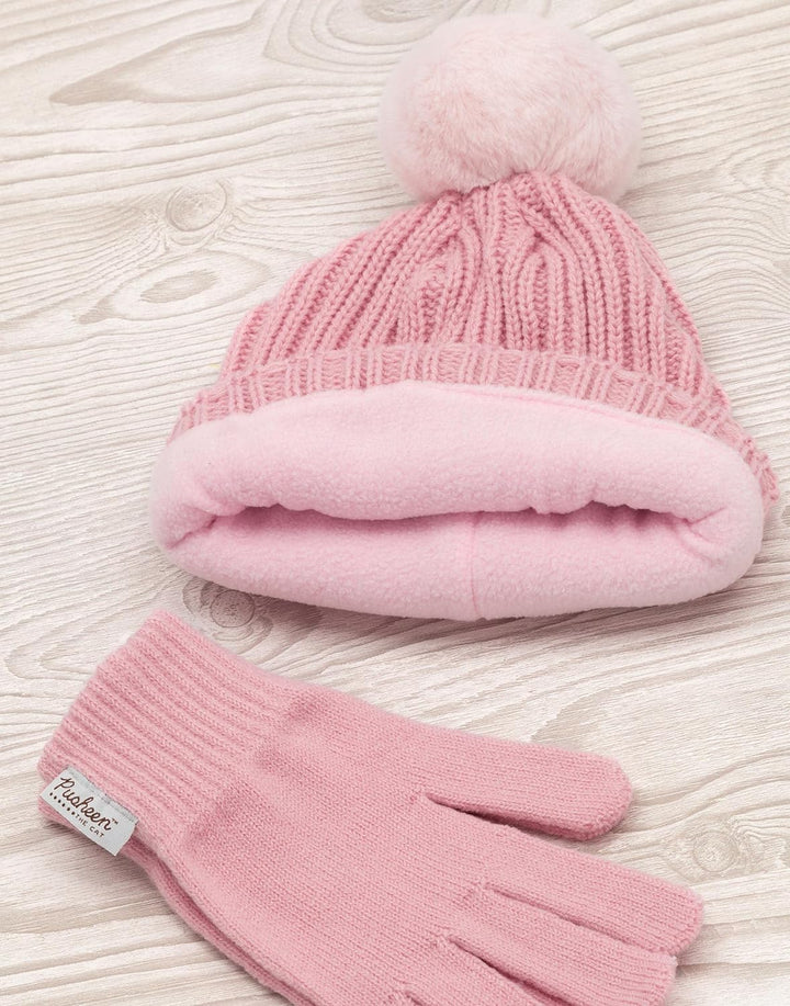 Pusheen Beanie und Handschuhe Frauen Katze rosa gestrickter Winterhut