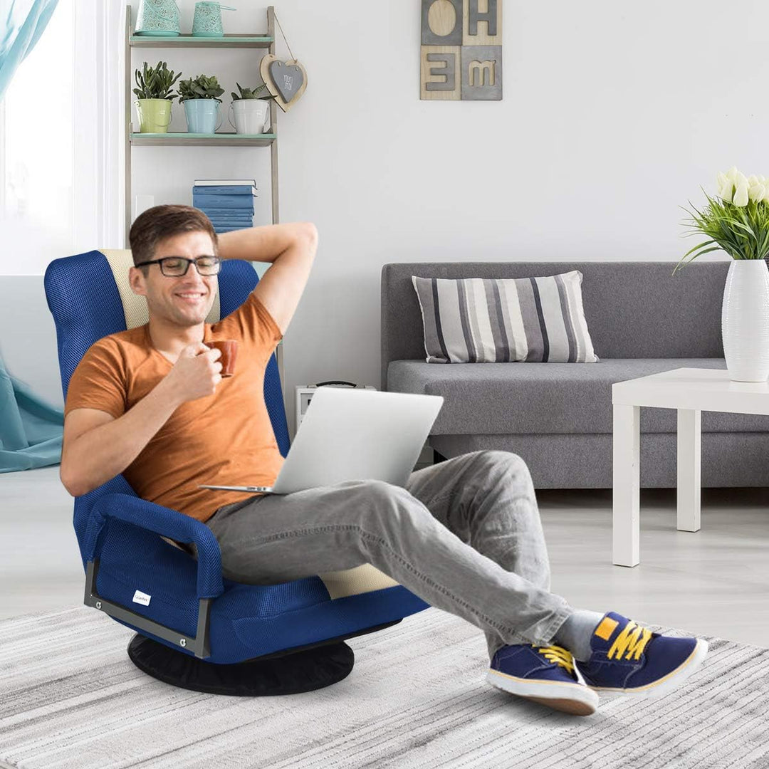 RELAX4LIFE Bodenstuhl Klappbar, Bodensessel mit 7-Fach Verstellbarer Rückenlehne &amp; 360° drehbarem So