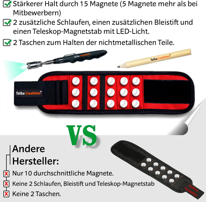Geschenke für Männer, Magnetarmband Handwerker 2024 inkl. Magnetstab und Bleistift zum Halten von Sc