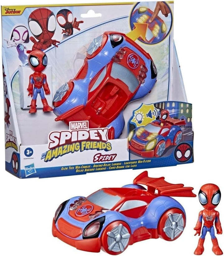 Marvel Spidey and His Amazing Friends Leuchtender Web-Flitzer, Spielzeug mit Lichtern und Geräuschen