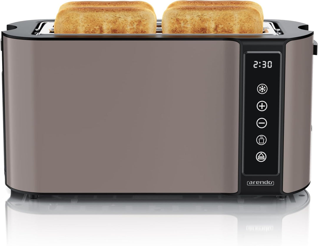 Arendo - Edelstahl Toaster Langschlitz 4 Scheiben- Touchscreen – Doppelwandgehäuse – 1500 W – Integr