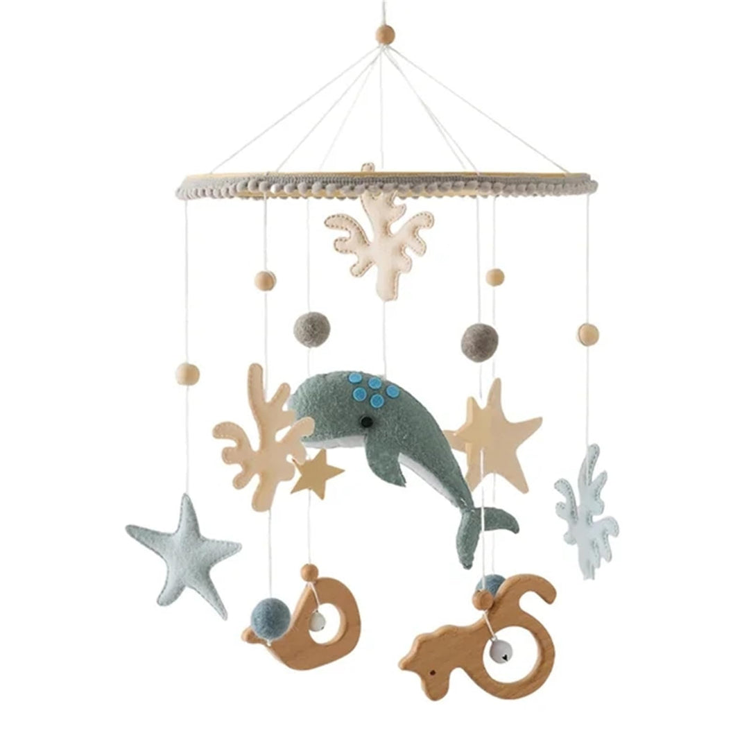Herfair Meer Welt Mobile Baby Windspiele, 3D Delphine Mobile Baby Holz mit Filzbällen, Mobile Baby M