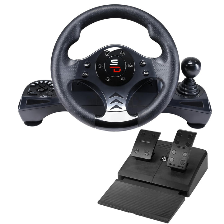 SUBSONIC Superdrive - Rennlenkrad GS750 Drive Pro lenkräd mit Pedalen, paddels, Schalthebel und Vibr