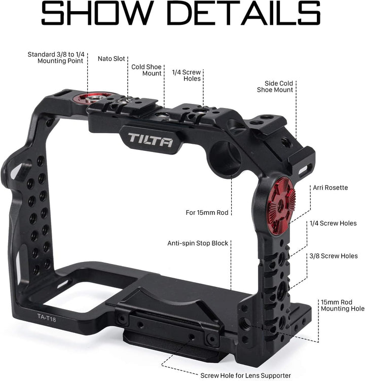 Tilta Full Camera Cage Kompatibel mit Sony a7siii – Schwarz TA-T18-FCC-B
