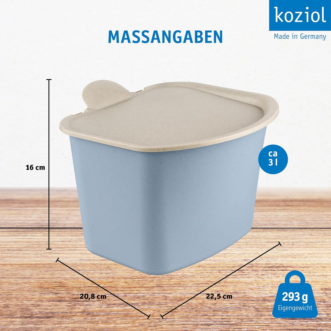 Koziol BIBO Biomülleimer 3 Liter mit Deckel | Küchenabfalleimer, Komposteimer | biozirkulärer Kunsts