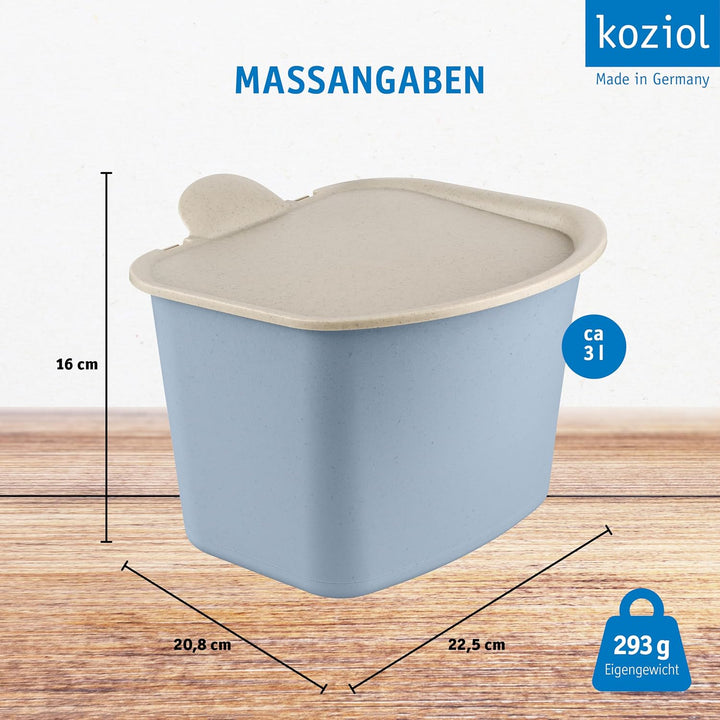Koziol BIBO Biomülleimer 3 Liter mit Deckel | Küchenabfalleimer, Komposteimer | biozirkulärer Kunsts