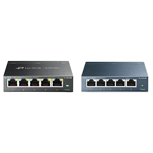 TP-Link TL-SG105E 5-Ports Gigabit Easy Smart Managed Netzwerk Switch mit TP-Link TL-SG105 5-Ports Un