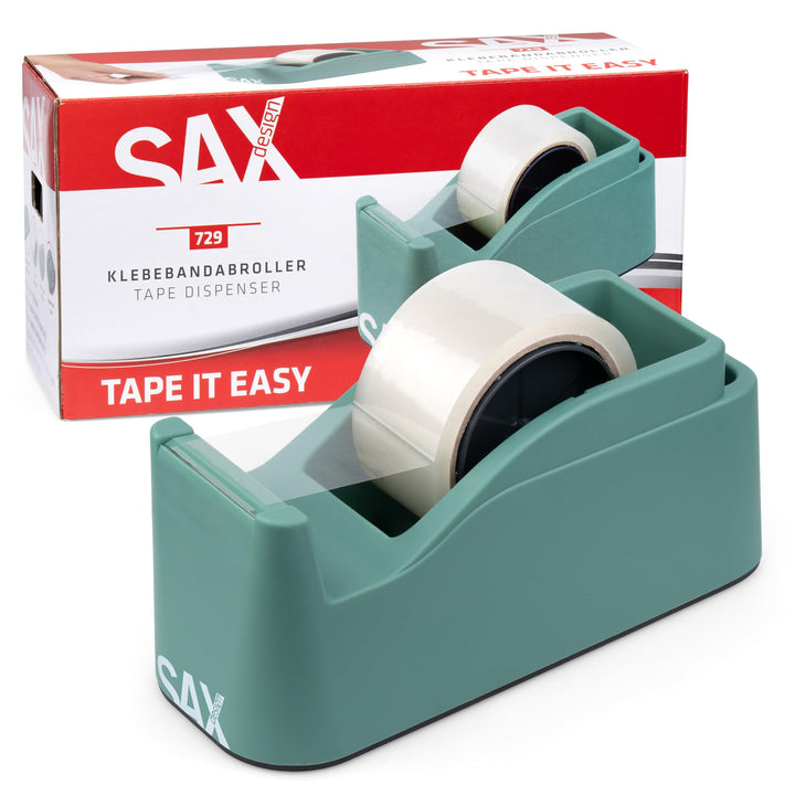 SAX Tape it Easy XXL Einhand Klebeband Abroller extra Schwer | für 1x 50mm Band oder 2x 25mm Band, P