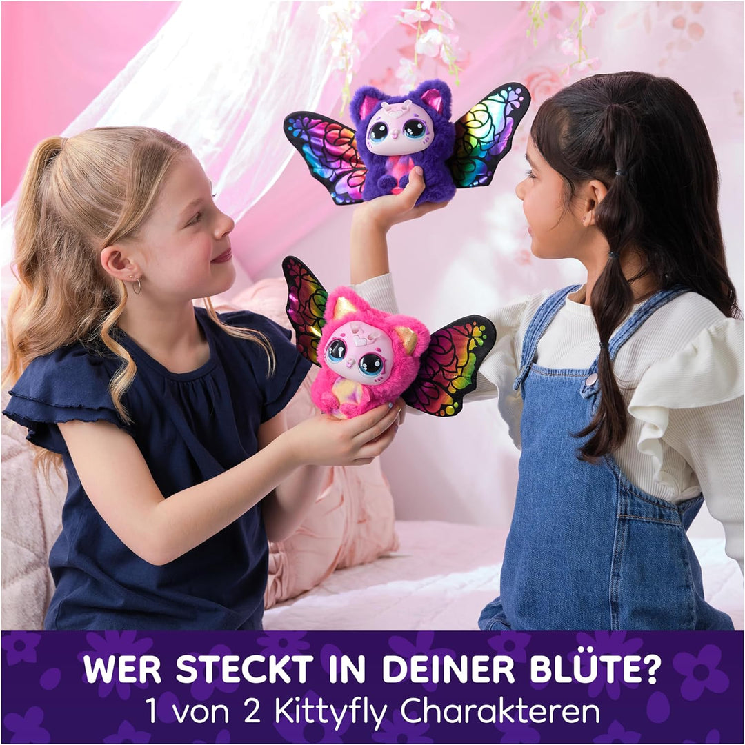 Hatchimals Bloomables Kittyfly, Interaktives Spielzeug mit Überraschung, doppelter Verwandlung und ü