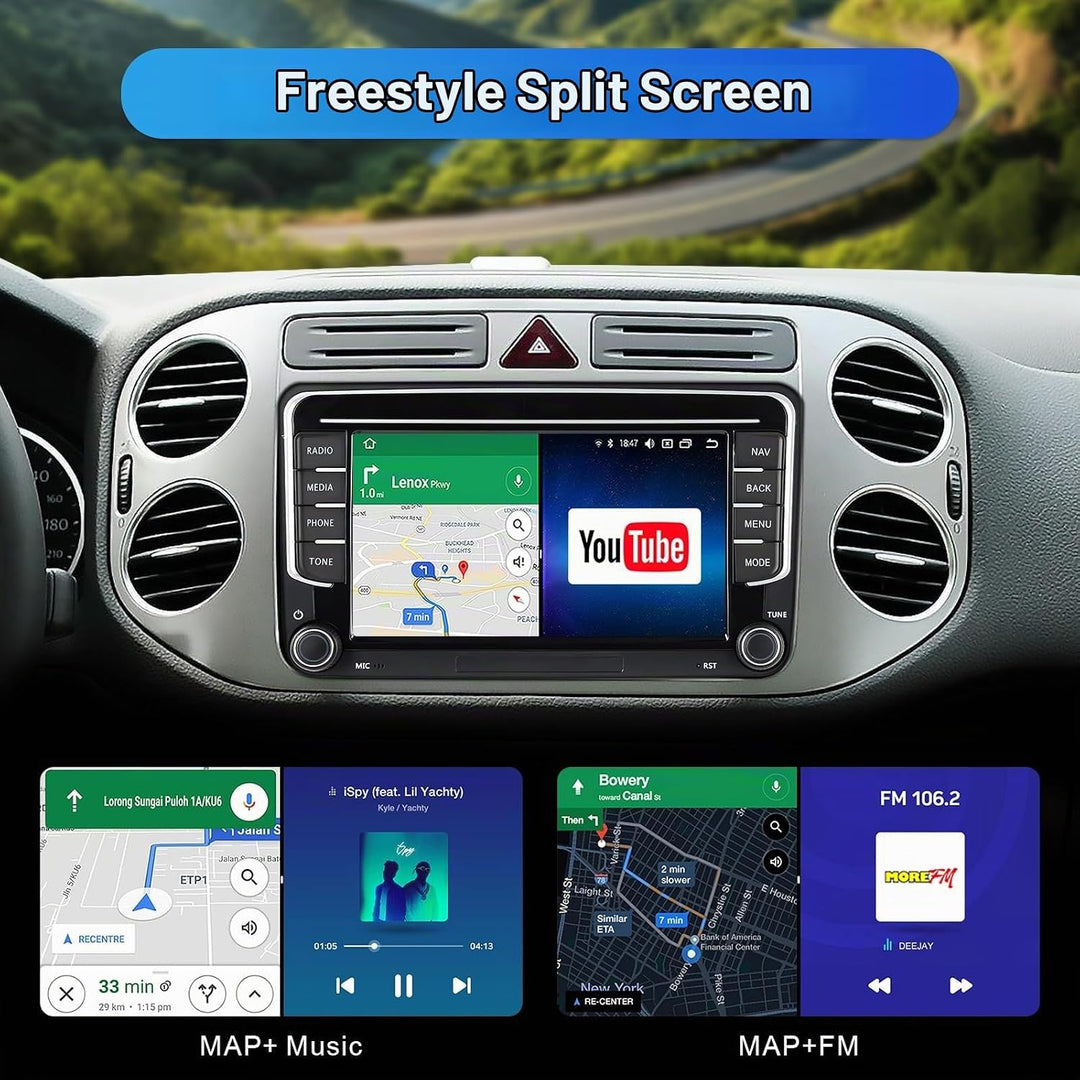 Android Autoradio mit Navi Bildschirm für VW Golf 5 6 Seat Passat, 8-Core 4GB+64GB Wireless Android